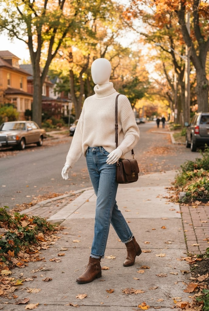 1. Oversized Knit Sweater With Straight-Leg Jeans