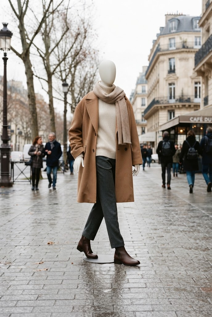 1. Oversized Wool Coat With Minimal Knit Layers