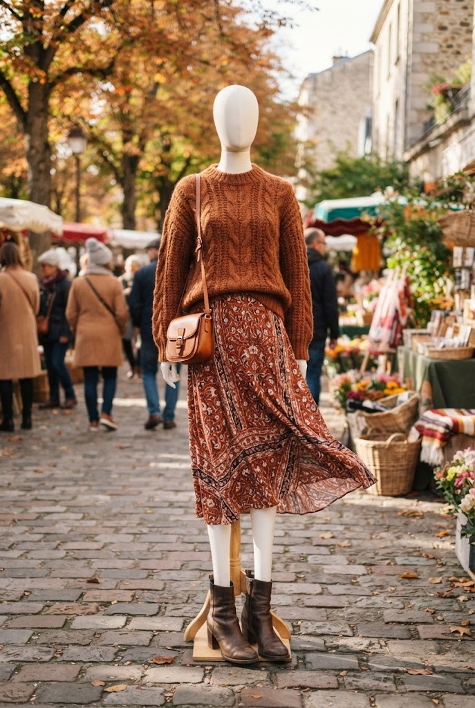 10. Chunky Knit Sweater With a Midi Skirt