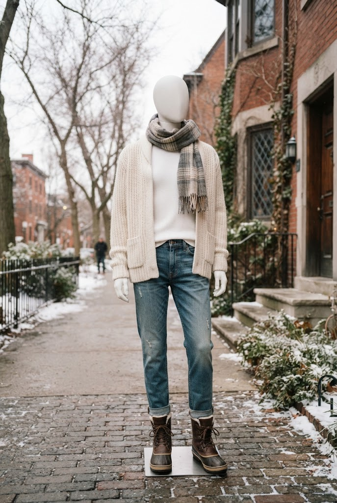 12. Relaxed Denim With Heavy Winter Knitwear