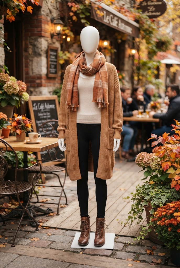 17. Long Cardigan With a Tank Top and Leggings