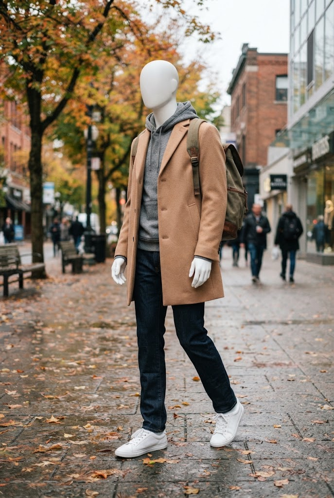 19. Casual Hoodie Under a Wool Coat