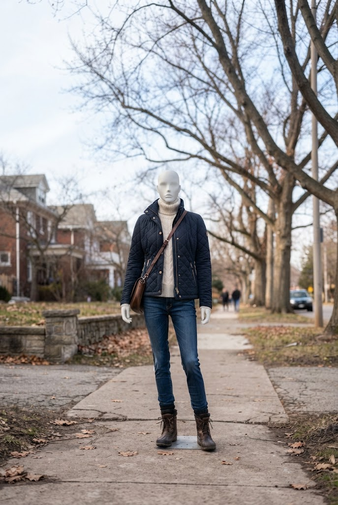 4. Quilted Jacket With Casual Denim Layers