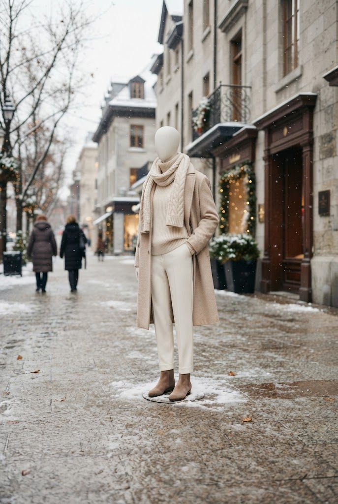 5. Monochrome Winter Outfit in Soft Neutral Tones