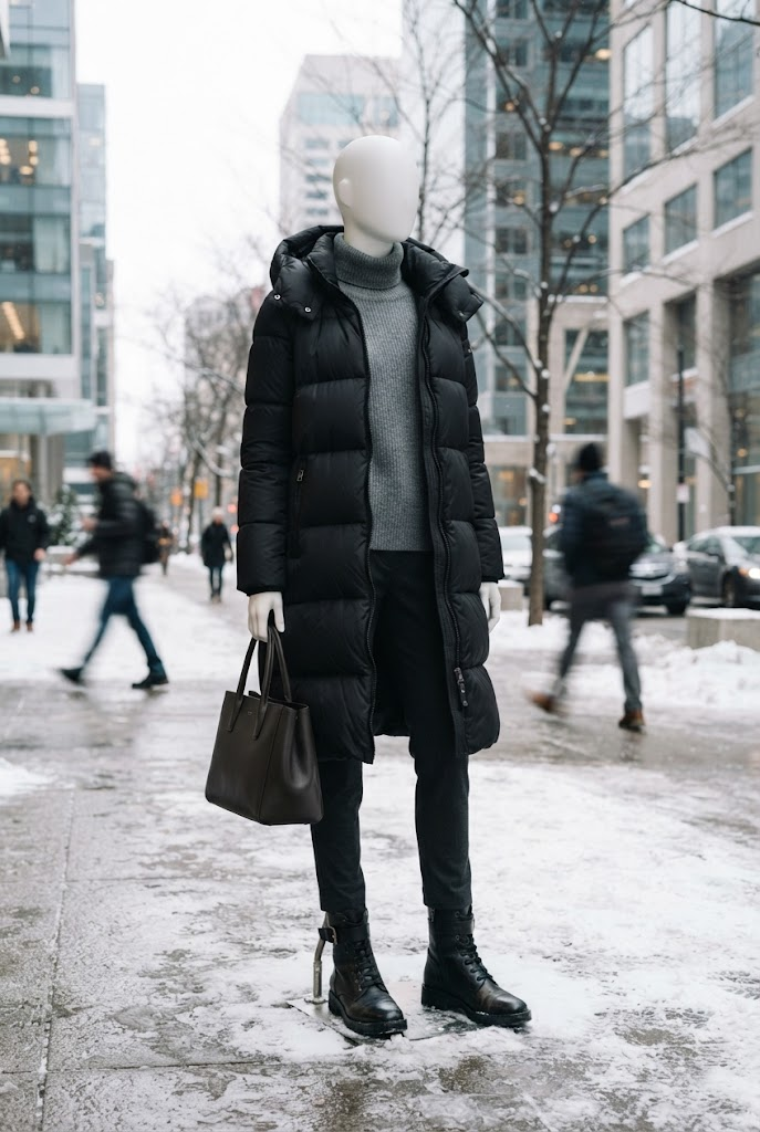 6. Long Puffer Coat With Elevated Basics