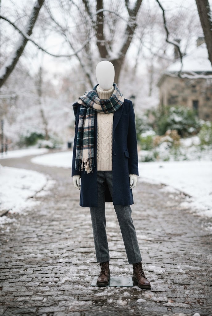 9. Scarf-Focused Layered Winter Outfit